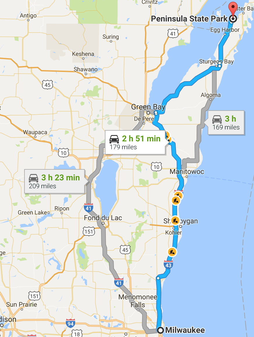MKE to Peninsula State Park